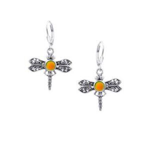 Dragonfly Earrings Sterling Silver Crystal Jewelry Dangle